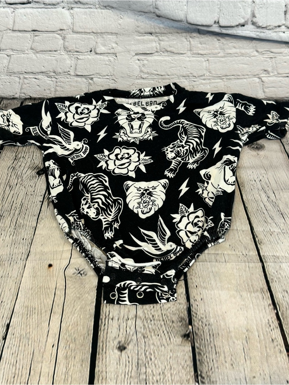 Rebel Bro Tattoo Pattern Bamboo Bubble Romper